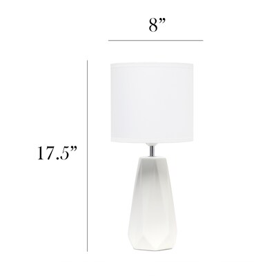 Simple Designs Ceramic Prism Table Lamp, Off White (LT2082-OFF)