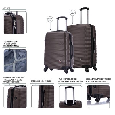 InUSA Royal 2-Piece Hardside Spinner Luggage Set, TSA Checkpoint Friendly, Brown (IUROY0SM-BRO)