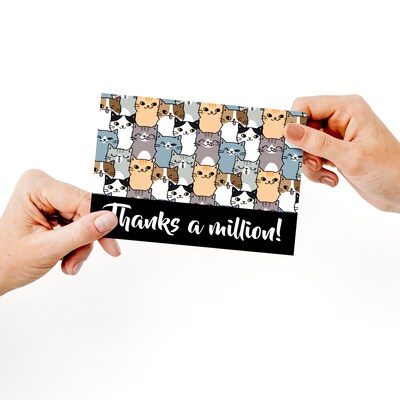 Great Papers Thanks a Million Cats General Use Thank You Notecard Kits, Multicolored, 24/Pack (2025025)