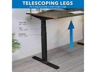 Mount-It! Ultimate 55"W Electric Rectangular Adjustable Standing Desk, Adrift/Black (MI-18080)