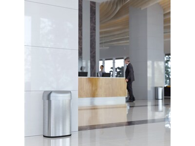 HLS Commercial Stainless Steel Trash Can with Open Lid, 13-Gallon, Silver (HLS13STV)