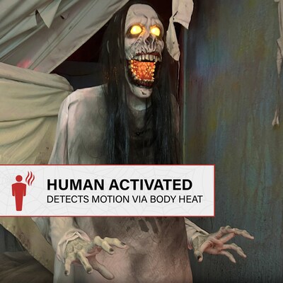 Haunted Hill Farm 5.9 ft. Motion-Activated Lurching Woman Halloween Animatronic by Tekky (HHLURCHWMN-1FLSA)