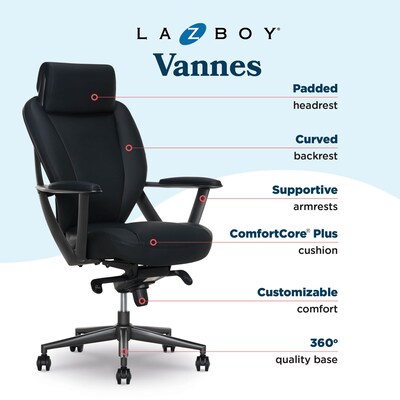 La-Z-Boy Vannes Ergonomic Polyurethane Swivel Executive Chair, Black (60101-BLK)