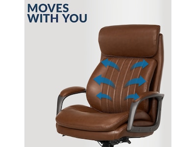 La-Z-Boy Nova Ergonomic Polyurethane Swivel Executive Chair, Cognac (52372-CBRN)