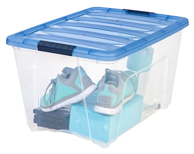 IRIS Stack & Pull 54 Qt. Latch Lid Storage Box, Clear (100242)