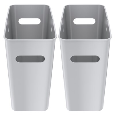 iTouchless SlimGiant Polypropylene Trash Can with no Lid, Metallic Silver, 4.2 gal., 2/Pack (SG101Sx2)