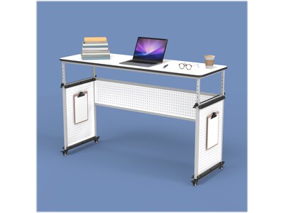 Luxor 32"-38"H Adjustable Standing Modular Teacher Desk, White/Gray (DTTB002)