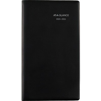 2025-2026 AT-A-GLANCE 3.5" x 6" Academic Year Monthly Planner, Faux Leather Cover, Black (AY53-00-26)