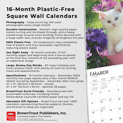 2025 BrownTrout I Love Kittens 12" x 12" Monthly  Wall Calendar (9781975477288)