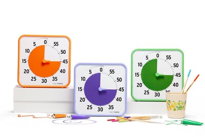 Time Timer Original 60-Minute Wind Up Timers Set, Assorted Colors, 3/Set (TTMTT08BSEC3W)