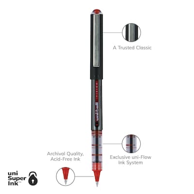 uni ball Vision Liquid Ink Rollerball Pens Ultra Micro Point 0.38 mm Black  Barrel Black Ink Pack Of 12 Pens - Office Depot
