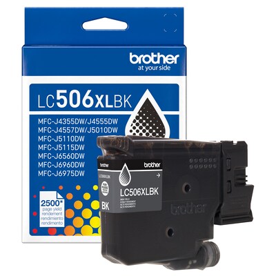 Brother LC506XL Black High Yield Ink Cartridge, Prints Up to 2,500 Pages (LC506XLBKS)