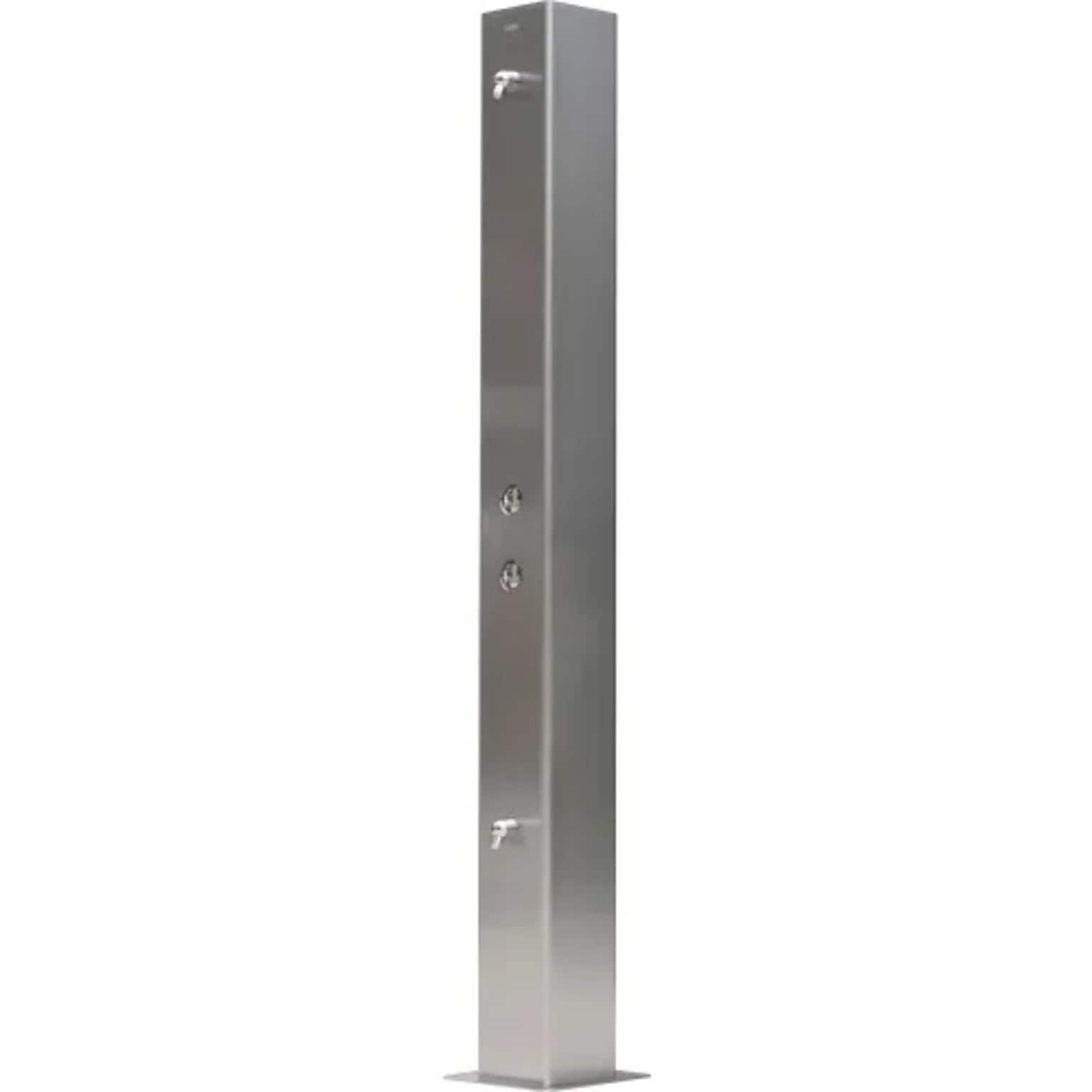 Global Industrial 84H Outdoor Water Shower, 2 Nozzles, Stainless Steel (670434)