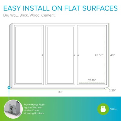 Ghent Vinyl Enclosed Bulletin Board, Satin Frame, 4'H x 8'W (PA34896VX-181)