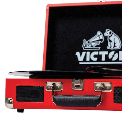 Victor Metro Dual-Bluetooth Belt-Drive Suitcase Turntable, Red (VSRP-800-RD)