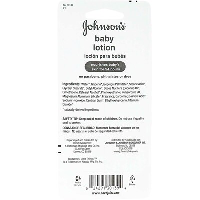 Johnson's Baby Lotion with Coconut Oil, 1.7 oz Travel Size Bottle, 3 Bottles/Box, 16 Boxes/Carton