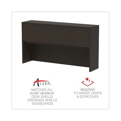 Alera Valencia Series Hutch With Doors, 64 3/4w X 15d X 35 1/2h, Espresso