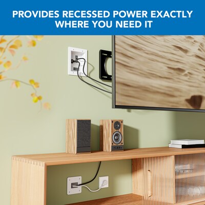 Mount-It! In-Wall TV Cable Concealer with Recessed Power, White (MI-7284)