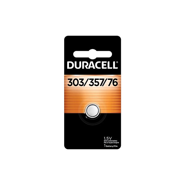 Duracell 303/357 Silver Oxide Button Battery, 1/Pack (D303/357PK)