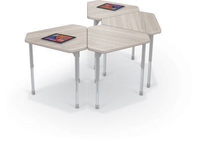 MooreCo Hierarchy Monroe Desk, 30"W x 27"D, Grey Elm/Platinum Base (703673562942)