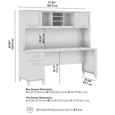 Bush Home Somerset 72"W Office Desk with Drawers and Hutch, Maple Cross (SET018MC)
