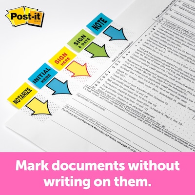 Post-it 'Sign Here' Message Flags Value Pack, 1" Wide,  Yellow, 600 Flags/Pack (680-SH12)