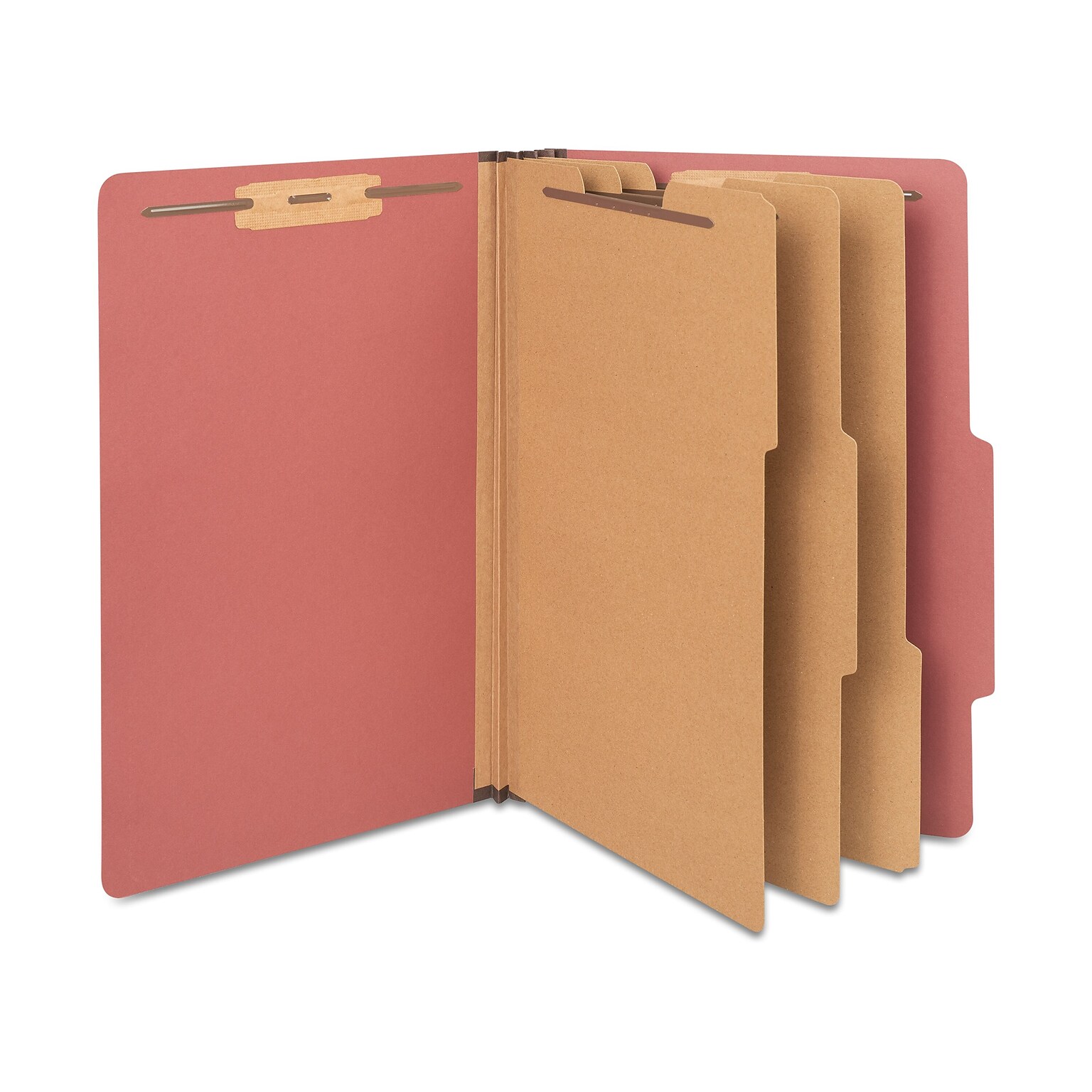 Staples 60% Recycled Pressboard Classification Folder, 3-Dividers, 3.5 Expansion, Legal Size, Brick Red, 20/Box