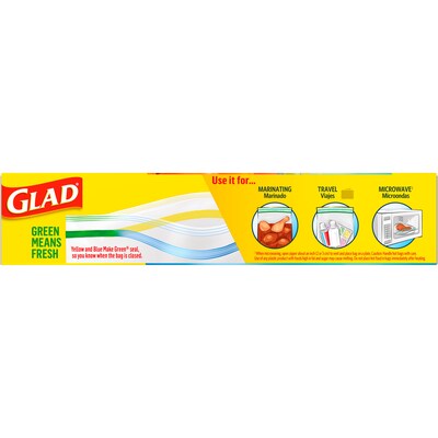 Glad Zipper Food Storage Bags, Gallon, 20 Bags/Box, 12/Carton (55050)