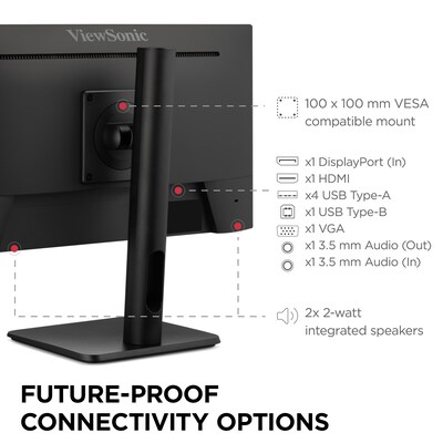 ViewSonic Ergonomic 22" FHD 120Hz LCD Monitor, Adjustable, Universal Docking Station, Black (VG2242)