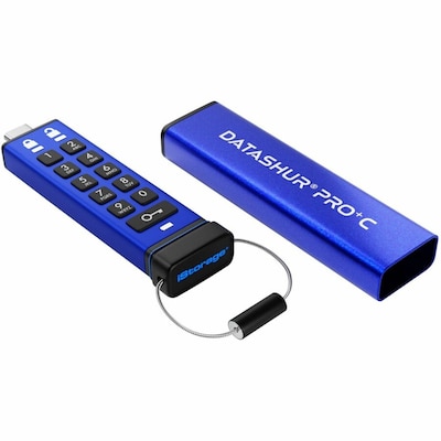 iStorage datAshur PRO+C 128GB USB 3.2 Gen 1 Type-C Encrypted Flash Drive, Blue (IS-FL-DA3C-256-128)