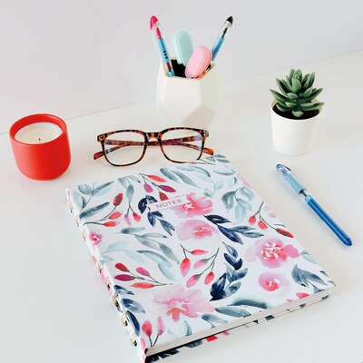 Blueline NotePro Fashion Hard Cover Index Notebook, 7.25" x 9.25", College Ruled, 96 Sheets, Tranquil Blooms (A9C.01)