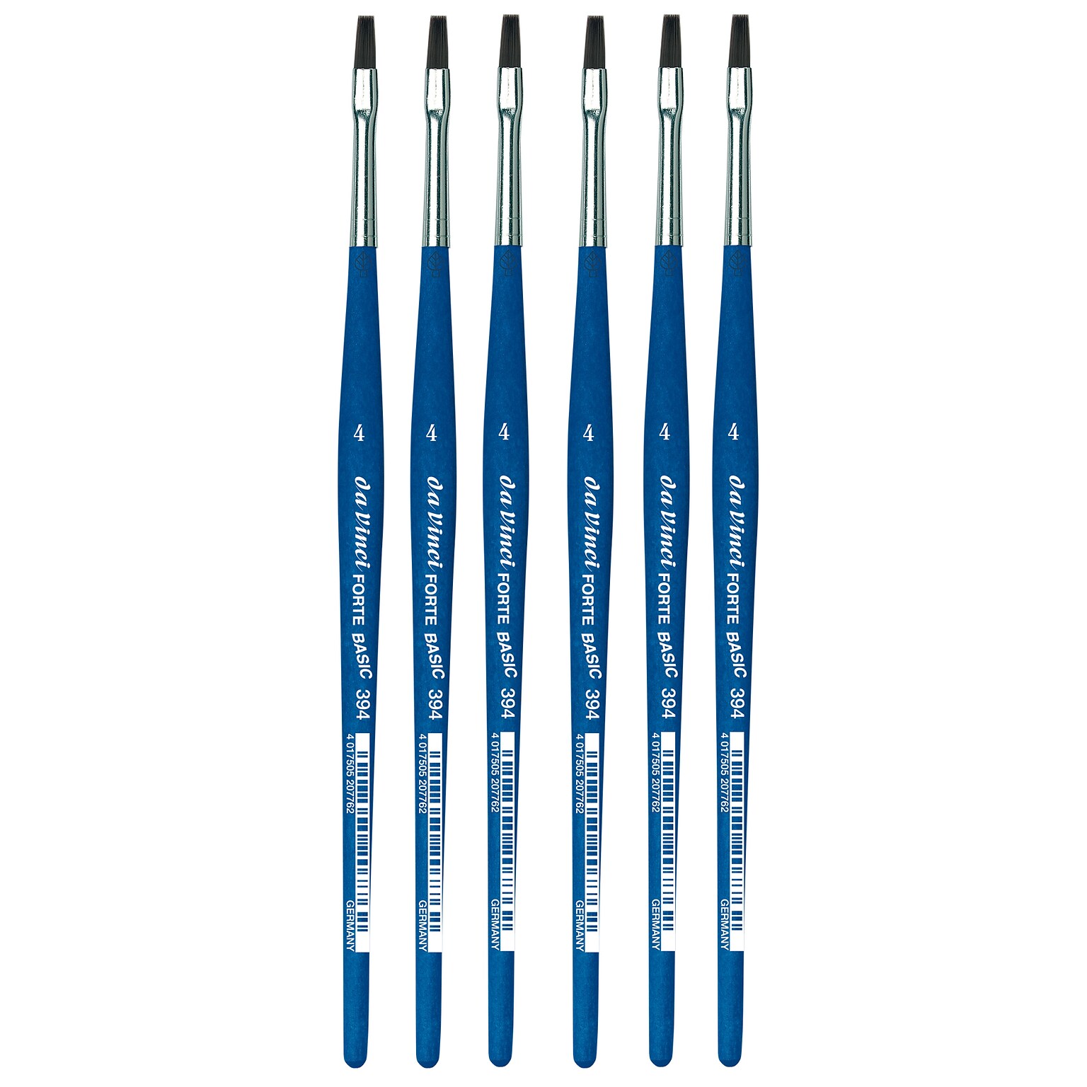 da Vinci FORTE BASIC Acrylic Synthetic Bristle, Flat Brush, 6/Pack (DVXVA3944-6)