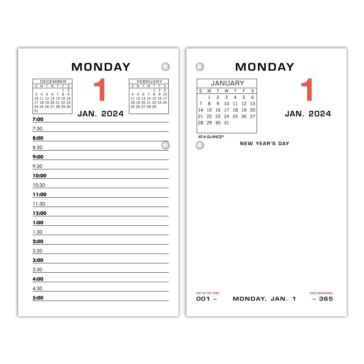 2024 ATAGLANCE 6" x 3.5" Daily Desk Calendar Refill, Multicolor (E017