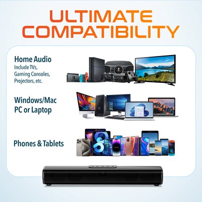 Delton SB380 SB380 50-Watt Bluetooth Computer Soundbar, Black (DSB380)