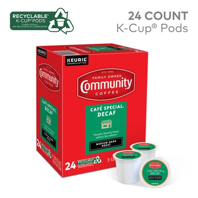 Community Coffee Cafe Special Decaf Coffee Keurig® K-Cup® Pods, Medium Dark Roast, 24/Box (5000374327)