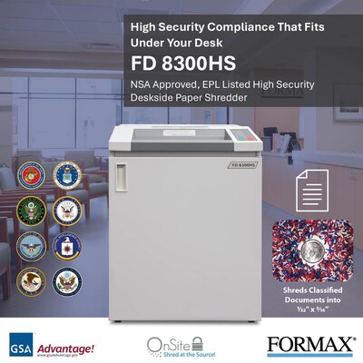 Formax 8300HS 8-Sheet Cross-Cut High-Security Deskside Shredder (FD8300HS)