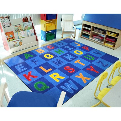 Joy Carpets Patchwork Letters Nylon 5'4" x 7'8" Machine Tufted Rug, Multicolored (1953C)