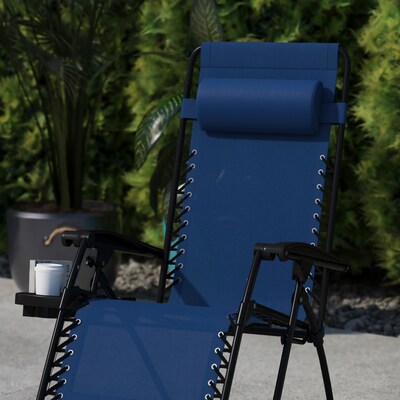 Flash Furniture Celestial Folding Reclining Lounge Chair, Navy, 2 Pack (2GM103122SSNV)