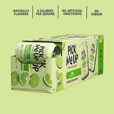 Pick Me Up Provisions™ Lime Sparkling Water, 12 oz., 24 Cans/Carton (PM63524)