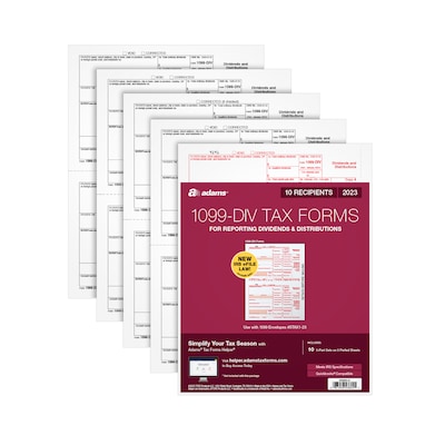 Adams 2023 1099-DIV Tax Forms, 5-Part, 10/Pack (STAX5DV-23)