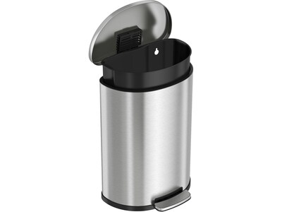 HLS Commercial Stainless Steel Trash Can with Hinged Lid, 13.2-Gallon, Silver (HLSS13DFR)