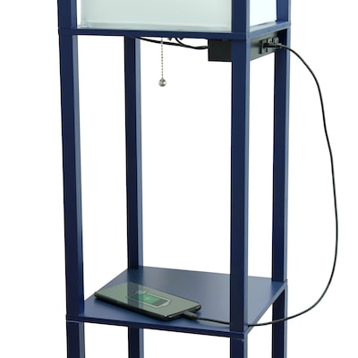 Creekwood Home Classix 62.5" Floor Lamp with Rectangular Shade, Navy Blue (CWF-3009-NV)