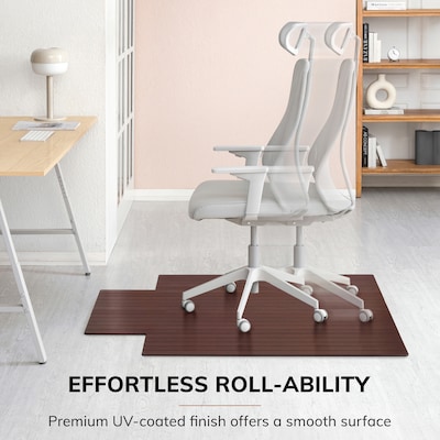 Anji Mountain Standard Bamboo Carpet & Hard Floor Chair Mat with Lip, 44" x 52", Dark Cherry (AMB24006)