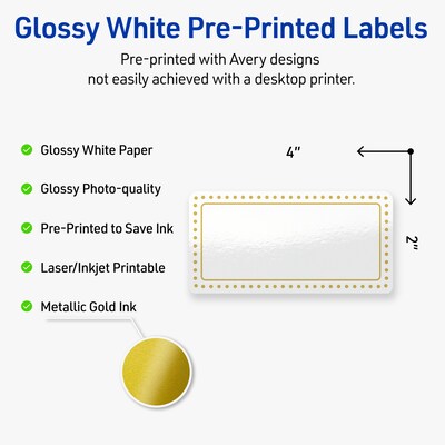Avery Laser/Inkjet Rectangle Multipurpose Labels, 2 x 4, White, 100/Pack (S00-DJ5)