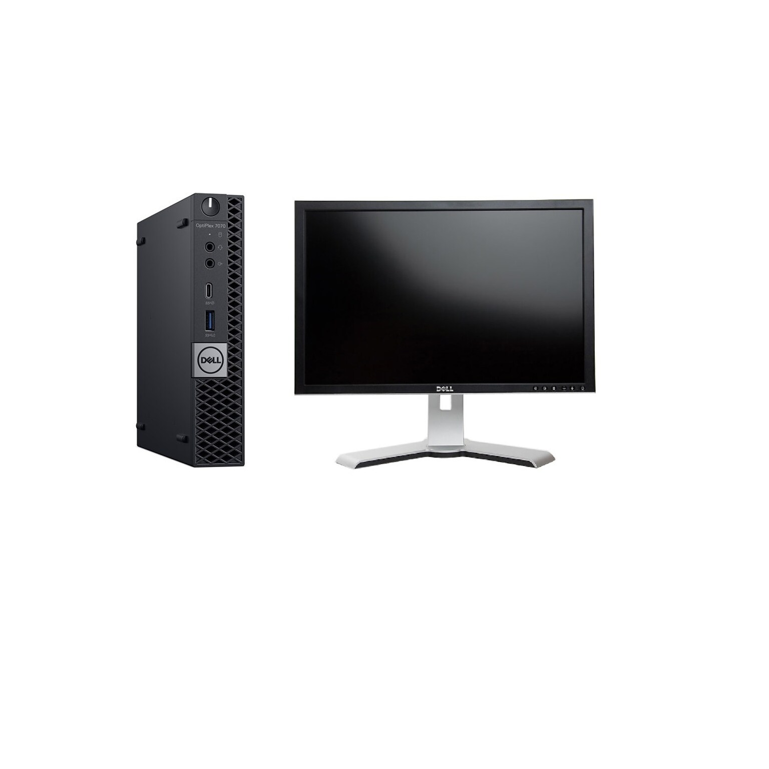 Dell OptiPlex 7070 Refurbished Micro Desktop Bundled with 24 Monitor, Intel Core i7-9700T, 16GB Memory, 512GB SSD