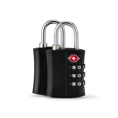 Bugatti Bondstreet 3-Digit Combination Lock, Black, 2/Set (TAC5413BS-BLK)