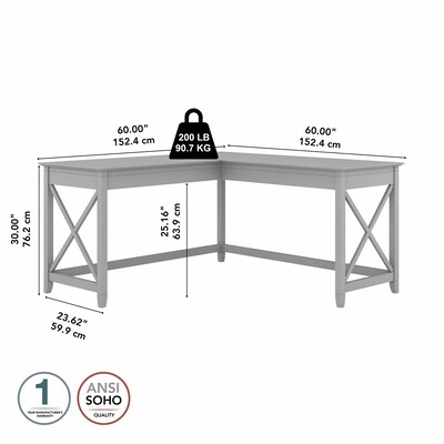 Bush Furniture Key West 60"W L Shaped Desk, Cape Cod Gray (KWD160CG-03)