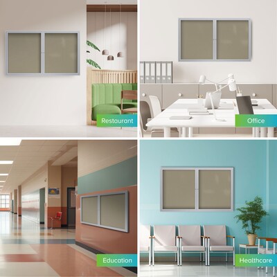 Ghent 3' H x 5' W Enclosed Vinyl Bulletin Board with Satin Frame, 2 Door (PA23660VX-181)