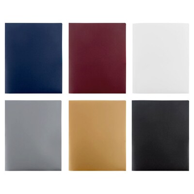 JAM Paper Smooth 2 Pocket Plastic Folders, Assorted, 6/Pack (383HPassrt)
