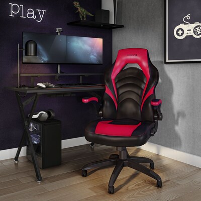 Quill Brand® Luxura Faux Leather Racing Gaming Chair, Black and Red (51465-CC)